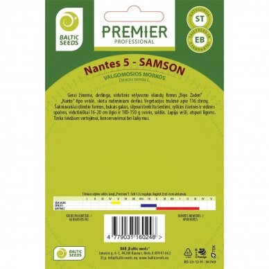 Morkos „NANTES 5-SAMSON“, daržovių sėklos, BALTIC SEEDS, 3g 1